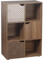 Libreria in legno 6 cubi con ante decorate