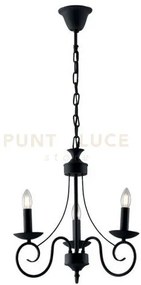 Lampadario beatrice in metallo antracite 3 luci attacco e14 37x120cm