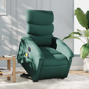 Poltrona Alzapersona Massaggiante Elettrica Verde Scuro Tessuto /