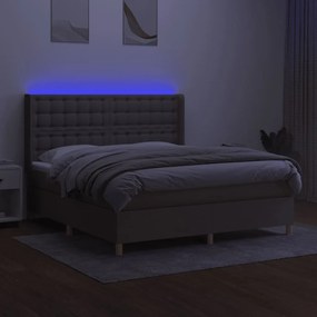 Letto a molle con materasso e led tortora 180x200 cm in tessuto