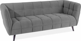 Divano Castello Velvet 3 posti in velluto grigio Bluvel 14 e struttura in legno wenge – 200x85x78 cm