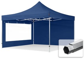 TOOLPORT 4x4m gazebo pieghevole PES con laterali (finestre panoramiche), PROFESSIONAL alluminio, blu - (600184)