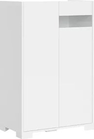 Credenza a 2 ante ROJAS Bianco Lucido con inserto in vetro Fumč 70x110 cm