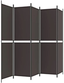 Divisorio a 5 pannelli marrone 250x200 cm in tessuto