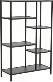 Libreria Costa B in metallo nero con ripiani in legno laminato nero – 70x30x109 cm
