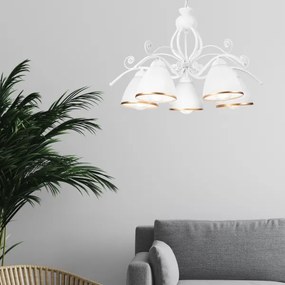 Lampadario a sospensione con catena RETRO II 5xE27/60W/230V bianco