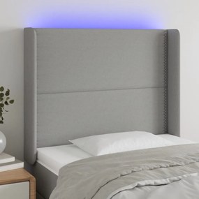 Testiera A Led Grigio Chiaro 83x16x118/128 Cm İn Tessuto /