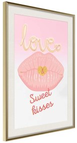 Poster  Pink Kisses  Cornice Quadri Cornice d'oro con passe-partout, Larghezza x Altezza Home decor 20x30