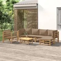 Set Salotto da Giardino 7pz con Cuscini Tortora Bamb