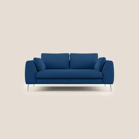 Plano divano moderno in microfibra tecnica smacchiabile T11 blu 196 cm