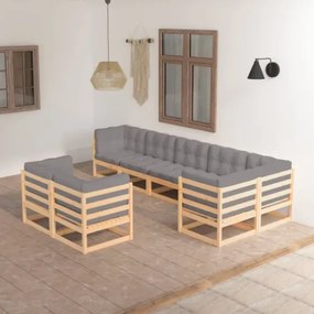 Set Divani da Giardino 8 pz con Cuscini Legno Massello di Pino