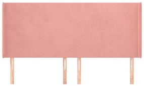 Testiera ad orecchio rosa 183x16x118/128 cm in velluto