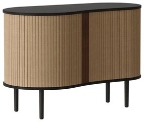 Cassettiera bassa marrone in rovere con ante scorrevoli 100x67 cm Audacious - UMAGE