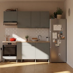 Cucina in kit DELINIA Eleki grigio 4 basi e 3 pensili L 200 cm