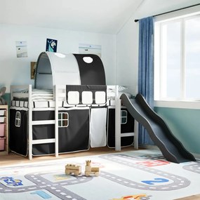 Letto A Soppalco Con Tunnel Bambini Bianco E Nero 80x200cm Pino /
