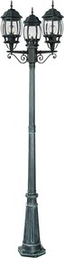 Lampione Storico con 3 Lanterne 215cm E27 IP54 Verde Anticato - Serie BELLINI