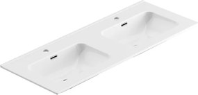 Lavabo doppio in ceramica lucida MIA, L 121 × P 46,5 × SP 1,8 cm