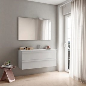 Mobile sottolavabo e lavabo Linea per vasca centrale bianco opaco in truciolare L 120 x H 55 x P 46 cm 2 cassetti