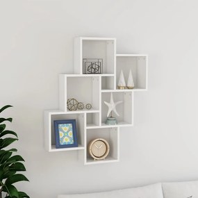 Mensola Parete A Cubo Bianco Lucido 78x15x93 Cm İn Multistrato /