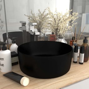 Lavandino Lusso Rotondo Nero Opaco 40x15 Cm İn Ceramica /