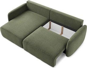 Divano angolare verde allungabile/con contenitore (con penisola a sinistra) Kalena – Makamii