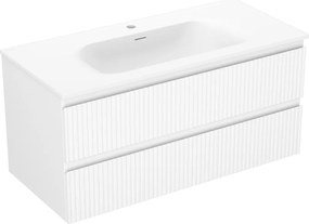 Mexen Rivel mobile bagno 100 cm con lavabo Vela, 2 cassetti, scanalato, bianco opaco - 91A20-10047-2-BFF01-W23M01