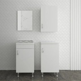 Set da 45 cm con lavatoio base e pensile in legno nobilitato bianco Fedra