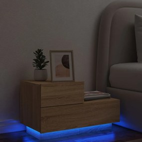 Comodino Con Luci Led Rovere Sonoma 70x36x40,5 Cm /