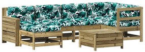Set divani da giardino 7pz con cuscini legno impregnato di pino
