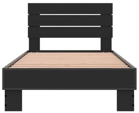 Giroletto nero 90x190 cm in legno multistrato e metallo