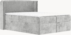 Letto boxspring in ciniglia fatto a mano con contenitore Skyline, H3