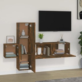 Set mobili porta tv 3 pz rovere fumo in legno multistrato