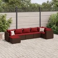 Set Divani da Giardino 7 pz con Cuscini in Polyrattan Marrone 3308229