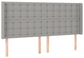 Testiera ad orecchio grigio chiaro 203x16x118/128 cm in tessuto