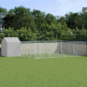 Cuccia Cani Da Esterno Tetto Argento 10x6x2,5 M Acciaio Zincato /