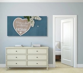 Quadro su tela – Cuore con citazione - Casa è dove è il tuo cuore