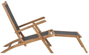 Sedia da esterno con poggiapiedi in massello di teak nera