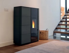 Palazzetti Noah 9 Stufa A Pellet ecofire ad Aria canalizzabile 9kw con Rivestimento in ceramica nero