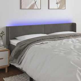 Testiera A Led Grigio Scuro 163x16x78/88 Cm İn Velluto /