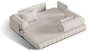 Divano beige allungabile con rivestimento in bouclé 206 cm Kemi – Cosmopolitan Design