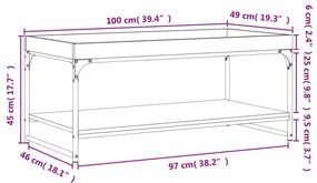 Tavolino Salotto Rovere Marrone 100x49x45 cm Legno Multistrato