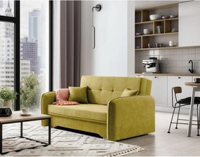 Divano giallo allungabile/con contenitore e rivestimento in ciniglia 155 cm Laine – ELTAP