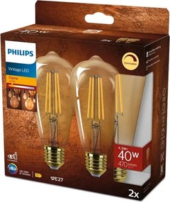 SET 2x Lampadina LED dimmerabile VINTAGE Philips ST64 E27/4,2W/230V 2200K