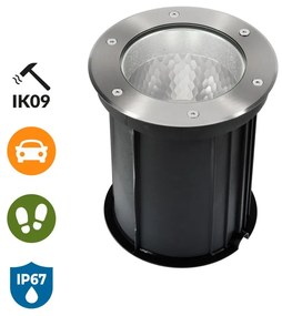 Faro interrato con base E27 - per lampade PAR30 e PAR38 - Doppio Pressacavo Base E27