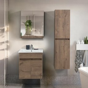 Pensile bagno sospeso rovere scuro H 140 con 2 ante soft-close Mona