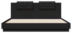 Giroletto con testiera nero 180x200 cm in legno multistrato