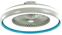 45W Led Box Fan With Ceiling Light Rf Control 3In1 Motor Blue Ring