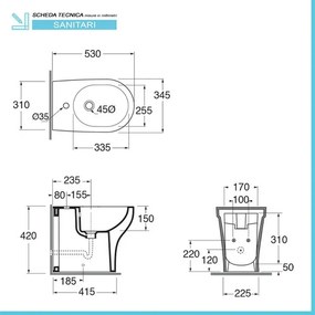 Sanitari filo muro traslati rimless Azzurra Pratica con sedile rallentato