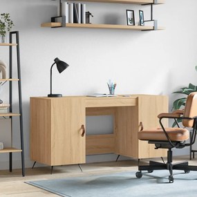 Scrivania Rovere Sonoma 140x50x75 Cm İn Legno Multistrato /