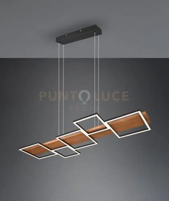 Harper sospensione led 42w 5700lm, 3000k legno naturale e metallo ...